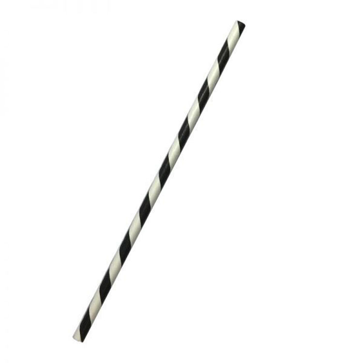 Picture of Caterpak 6 x 197mm Reg Paper Straws, Black Stripe