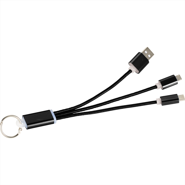 Picture of Metal 3-in-1 Charging Cable with Key ring