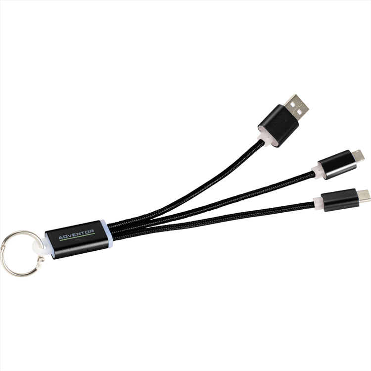 Picture of Metal 3-in-1 Charging Cable with Key ring