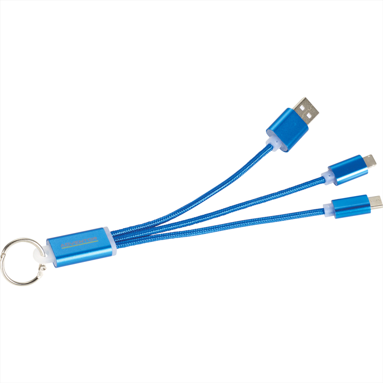 Picture of Metal 3-in-1 Charging Cable with Key ring