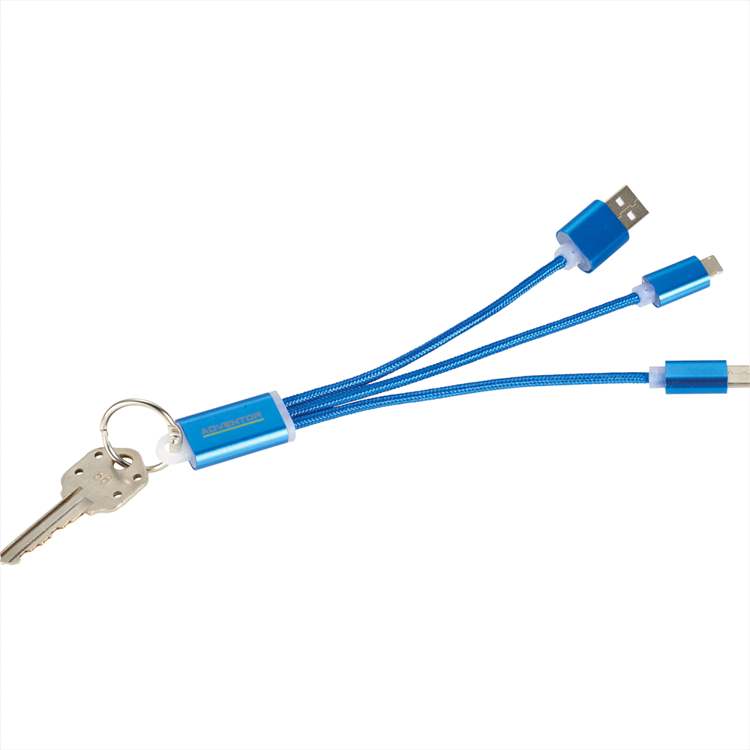 Picture of Metal 3-in-1 Charging Cable with Key ring