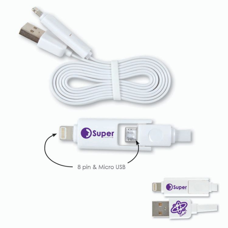 Picture of 2 in 1 Nifty USB Cable - Micro, 8 Pin