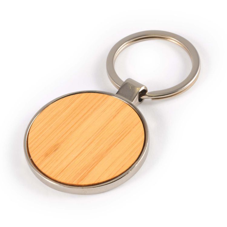 Picture of Circle Bamboo Zinc Keytag