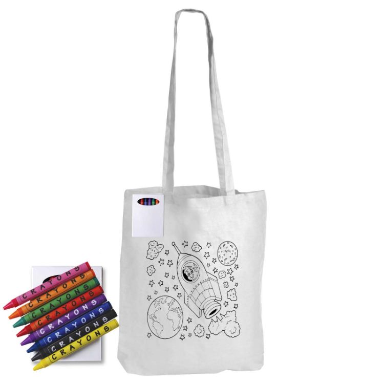 Picture of Colouring Long Handle Cotton Bag & Crayons