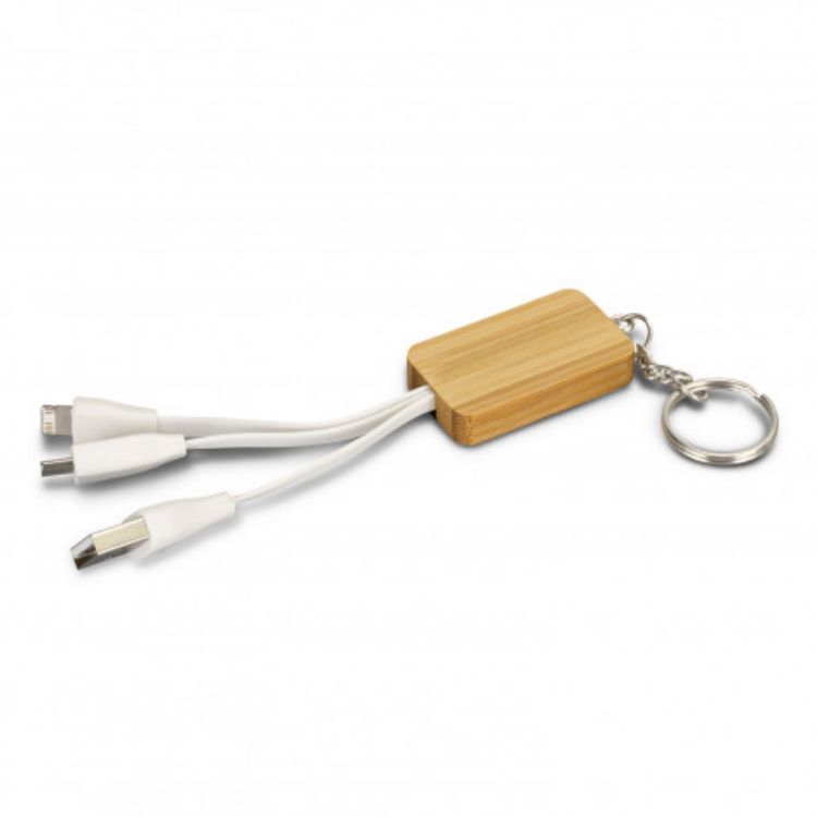 Picture of Bamboo Charging Cable Key Ring - Rectangle