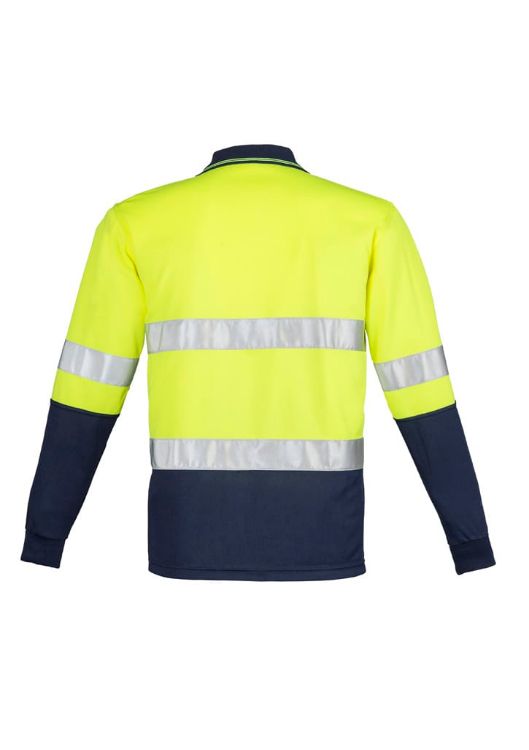 Picture of Mens Hi Vis Spliced Long Sleeve Polo - Hoop Taped