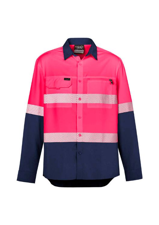 Picture of Mens Hi Vis Outdoor Segmented Tape Long Sleeve Shirt