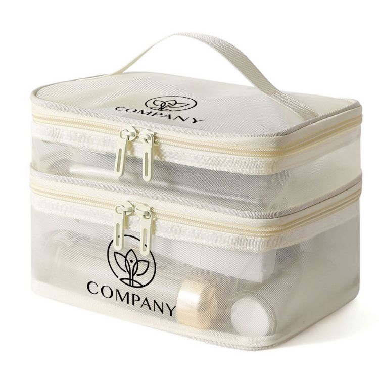 Picture of Nylon Mesh Sheer Double Layer Cosmetic Bag