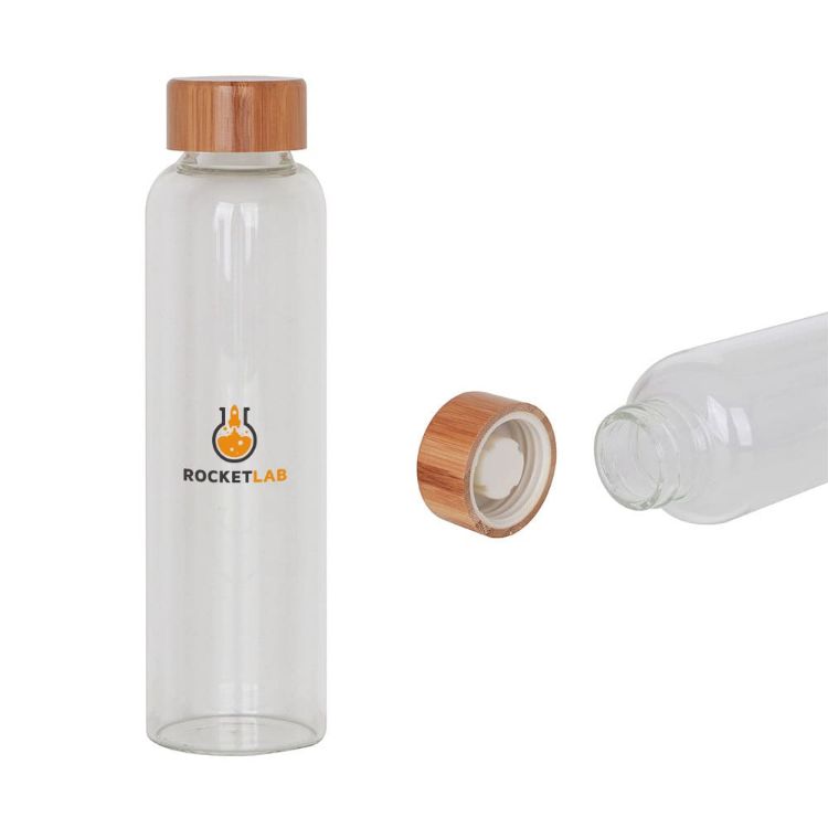 Picture of 550ml Glass Drink Bottle with Bamboo Lid
