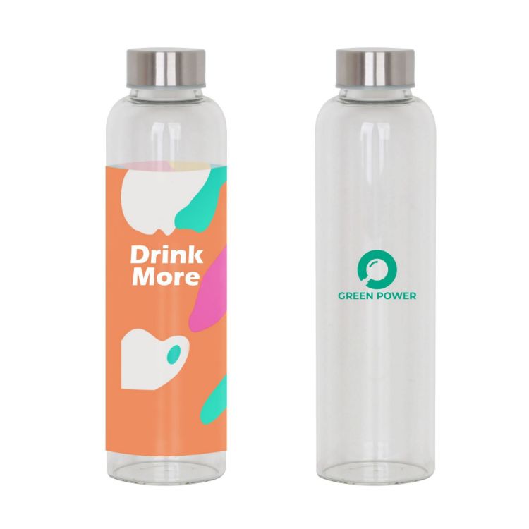 Picture of 550ml Glass Drink Bottle with Stainless steel Lid