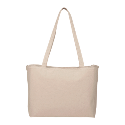 Show details for Zippered Cotton Canvas Shopper Tote Picture of Zippered Cotton Canvas Shopper Tote