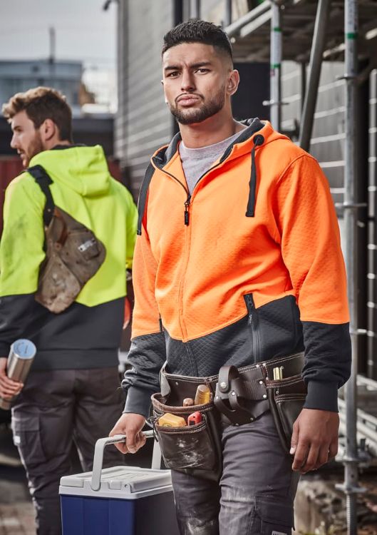 Picture of Unisex Hi Vis Textured Jacquard Full Zip Hoodie