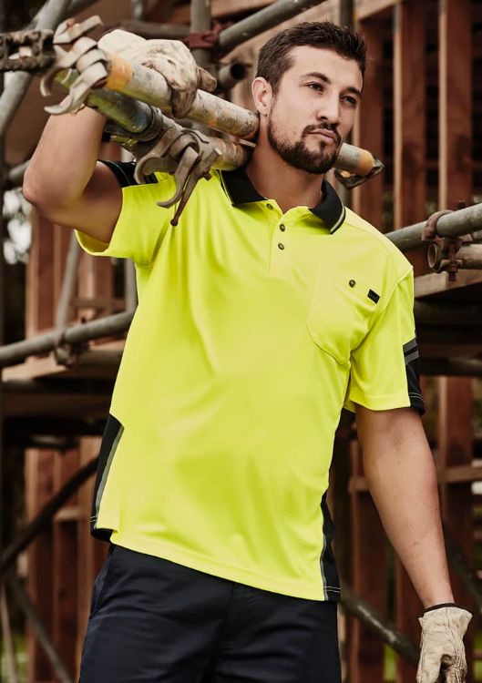 Picture of Mens Hi Vis Reinforced Squad Short Sleeve Polo