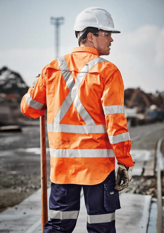 Picture of Mens Hi Vis X Back Taped Long Sleeve Shirt