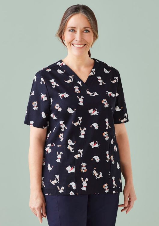 Picture of Womens Printed Best Friends Scrub Top