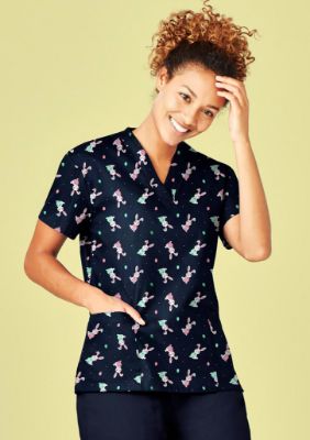 Show details for Womens Easter V-Neck Short Sleeve Scrub Top Picture of Womens Easter V-Neck Short Sleeve Scrub Top