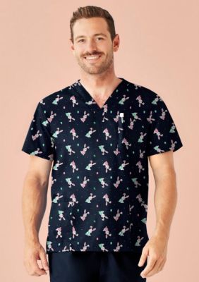 Show details for Mens Easter V-Neck Short Sleeve Scrub Top Picture of Mens Easter V-Neck Short Sleeve Scrub Top