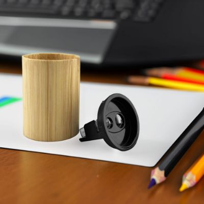 Show details for Bamboo Pencil Sharpener Picture of Bamboo Pencil Sharpener