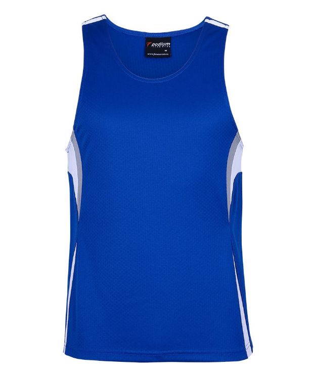 Picture of PODIUM COOL JACQUARD SINGLET ROYAL/WHITE/GREY -