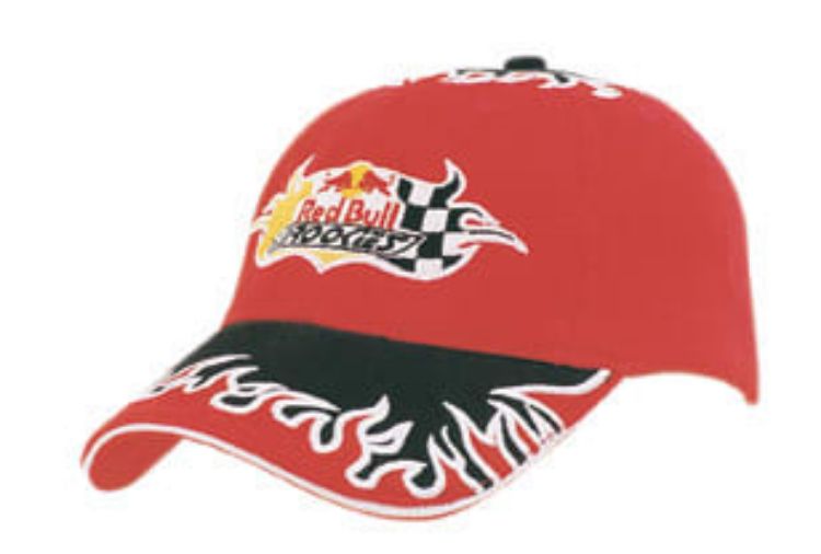 Picture of Brushed Heavy Cotton Cap with Flame Embroidery to Peak and Crown