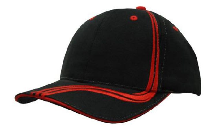 Picture of Brushed Heavy Cotton Cap with Waving Stripes on Crown & Peak