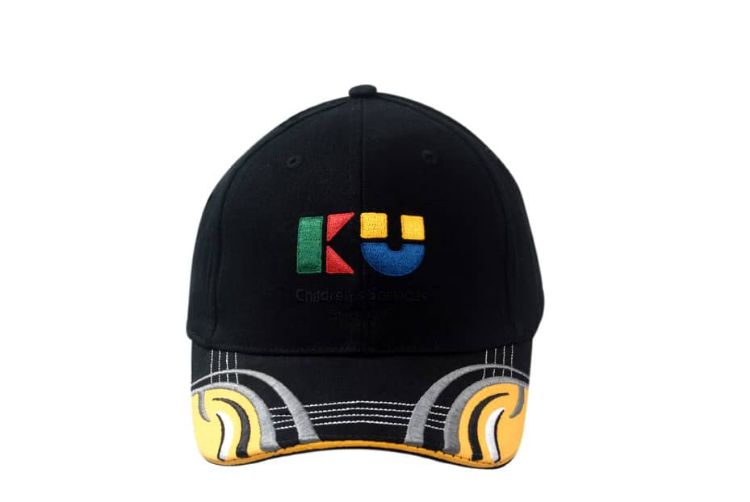 Picture of Brushed Heavy Cotton Cap with Sandwich Trim and Fabric Inserts & Embroidery Design on Peak