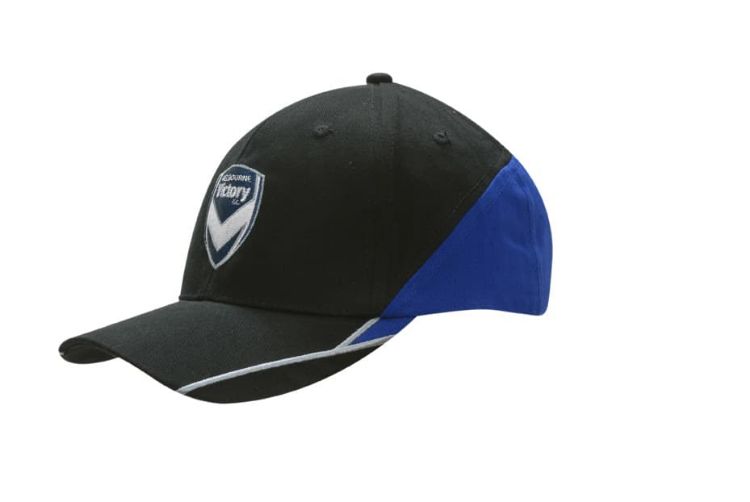 Picture of Brushed Heavy Cotton Cap with Fabric Inserts on Crown & Peak, Embroidered Lines on Peak