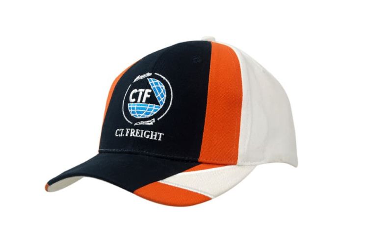 Picture of Brushed Heavy Cotton Cap with Fabric Inserts on Crown & Peak, Embroidered Lines on Peak