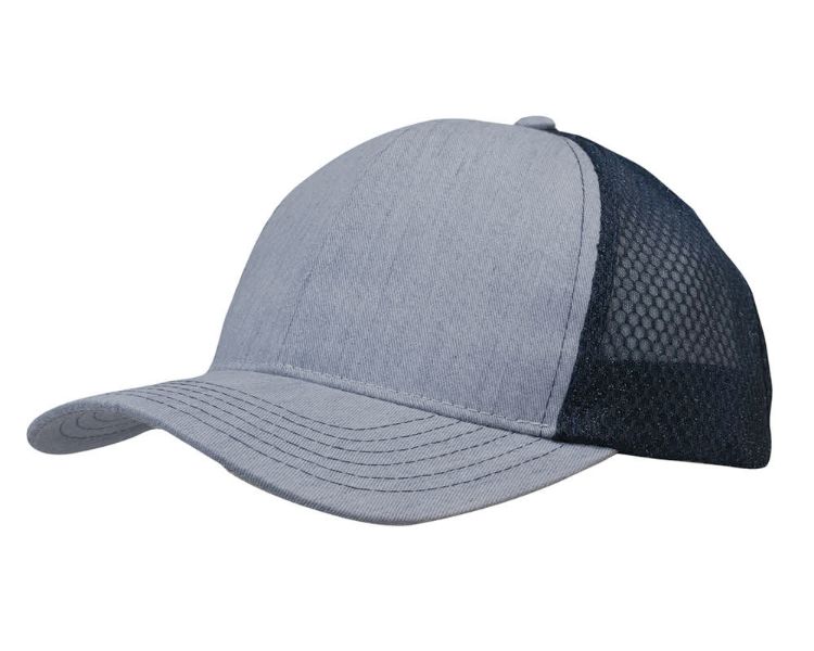 Picture of Light Brushed Poly Cotton Marle Cap with Honeycomb Mesh Back